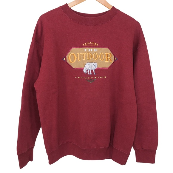 Vintage 90s Crable Sportswear The Outdoor Collection Wolf Sweatshirt - Picture 1 of 7